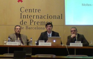 Sotapresident Salvador Alegret (IEC), Director General Jordi Iparraguirre, President Joan Francesc Gras (ISOC-CAT)